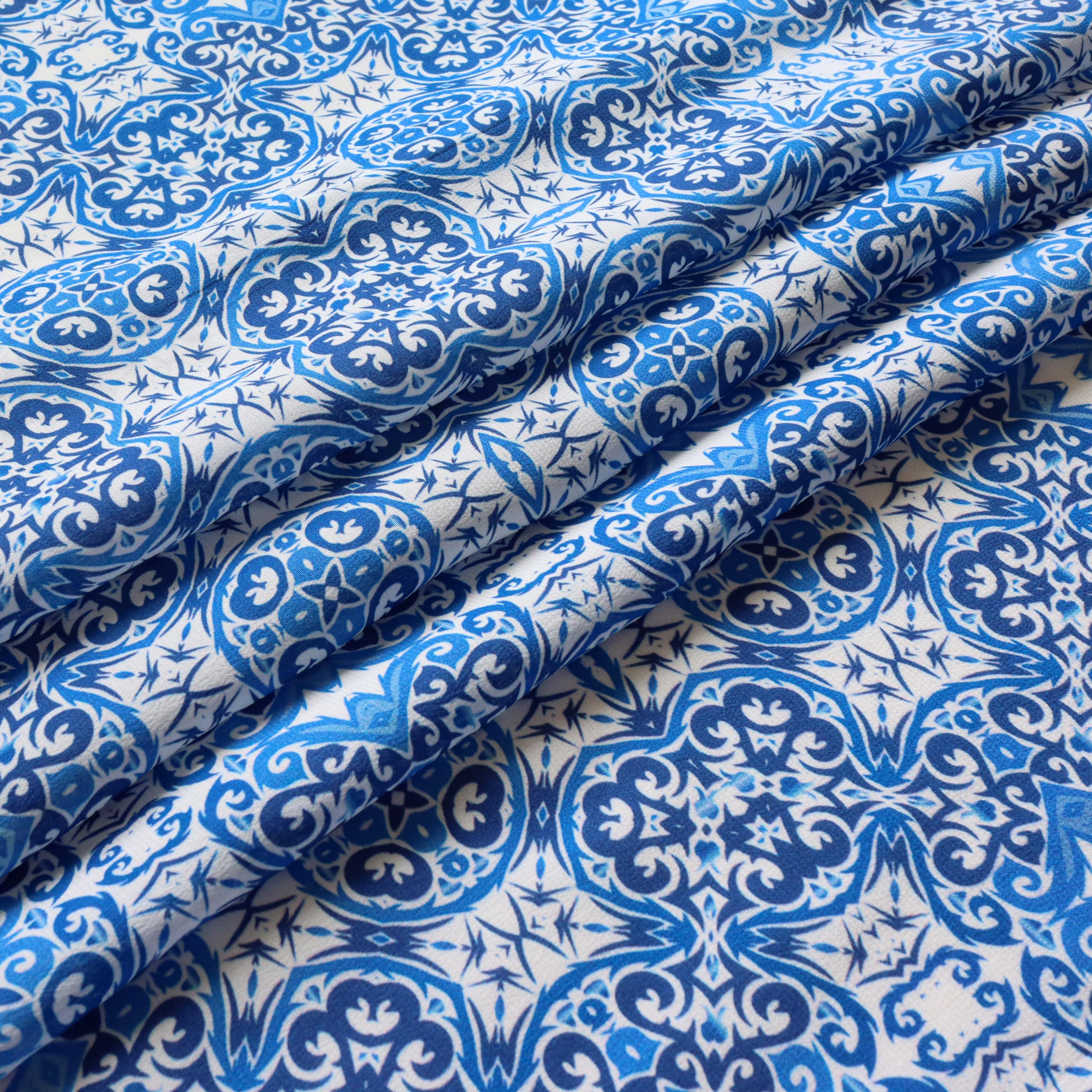 Title: Brands with Blue Textile Patterns