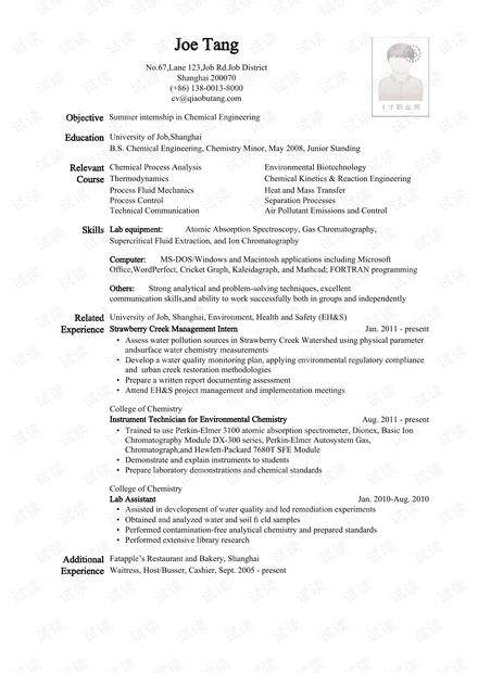 A Professional Resume Template for Textiles Majors